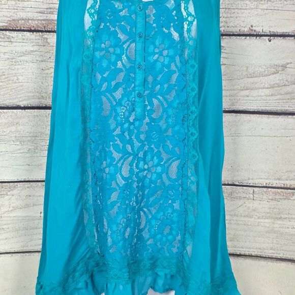 Aéropostale S Teal Blue Lace Front Tank Top - Picture 3 of 7
